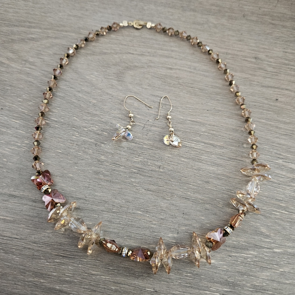 Elegant Crystal Beaded Necklace and Earring Set